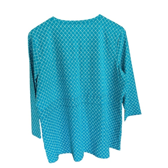 L.L. Bean Womens Size 1X Turquoise Wrap Top 3/4 Sleeve Workwear Classic Style - Picture 6 of 11